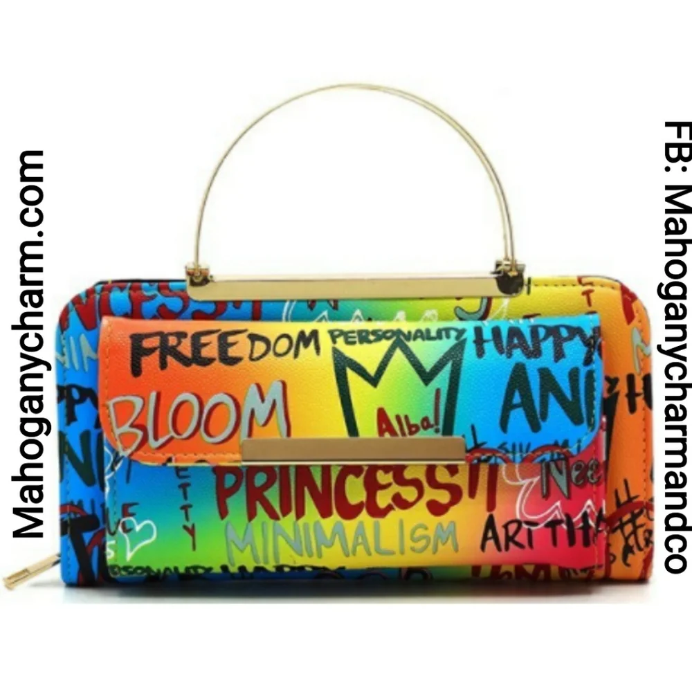 Mahogany Graffiti Princess Crossbody Handbag - Picture 3 of 4